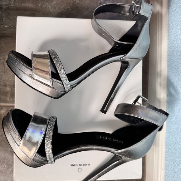 Nine West Firstmet Silver Stilleto sandals - Picture 3 of 4